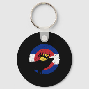 Colorado Elk Hunting T Shirt Co State Flag Hunter Keychain