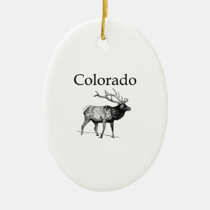 Colorado Elk (line art) Ceramic Ornament