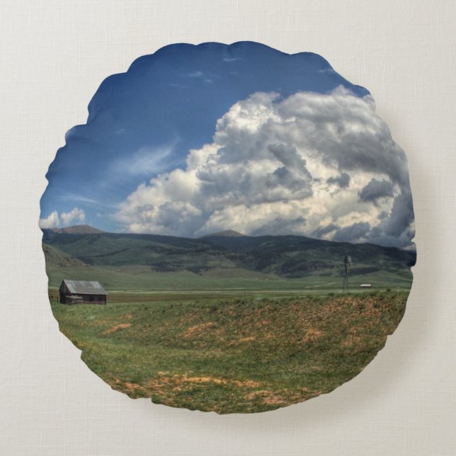 Colorado Farm Round Pillow (Front)