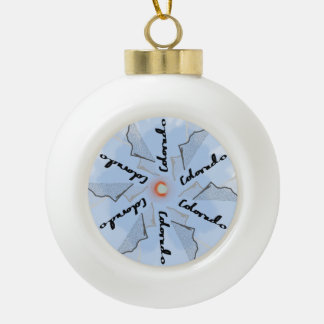 Colorado Flag and Mountain Ceramic Ball Christmas Ornament