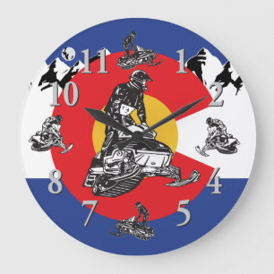 Colorado Flag and Snowmobile Clock