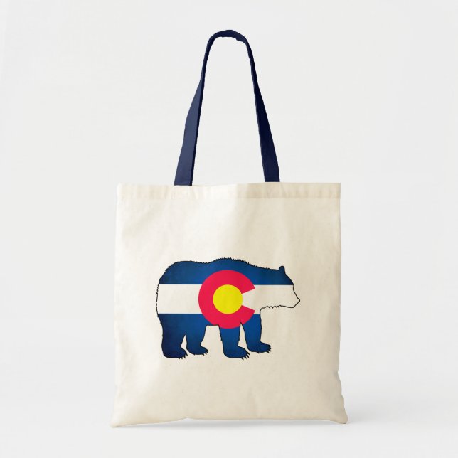 Colorado flag bear reusable tote bag (Front)