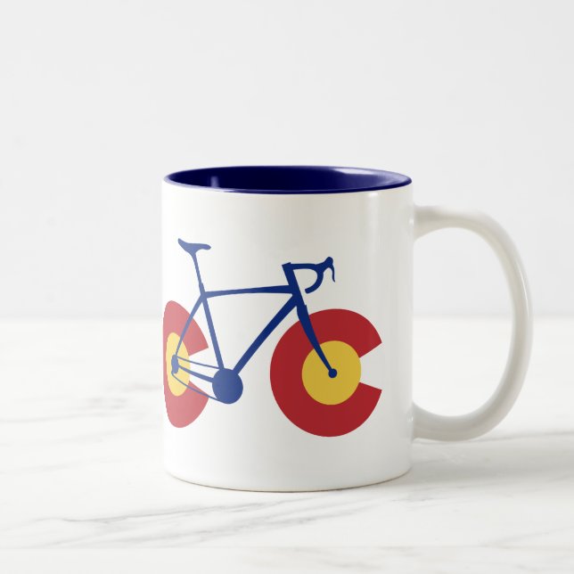 Colorado Flag Bicycle Two-Tone Coffee Mug (Right)