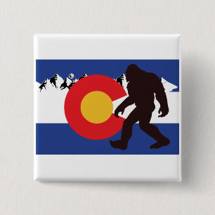 Colorado Flag Bigfoot 2 Inch Square Button