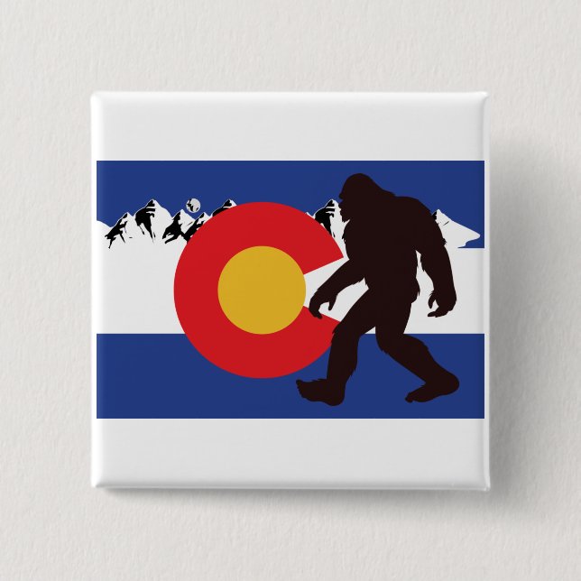 Colorado Flag Bigfoot 2 Inch Square Button (Front)