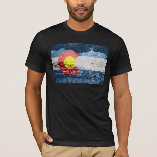 colorado flag brick wall T-Shirt (Front)