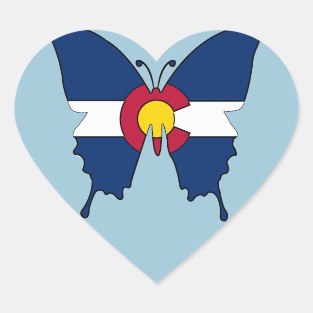 Colorado flag butterfly heart stickers (Front)
