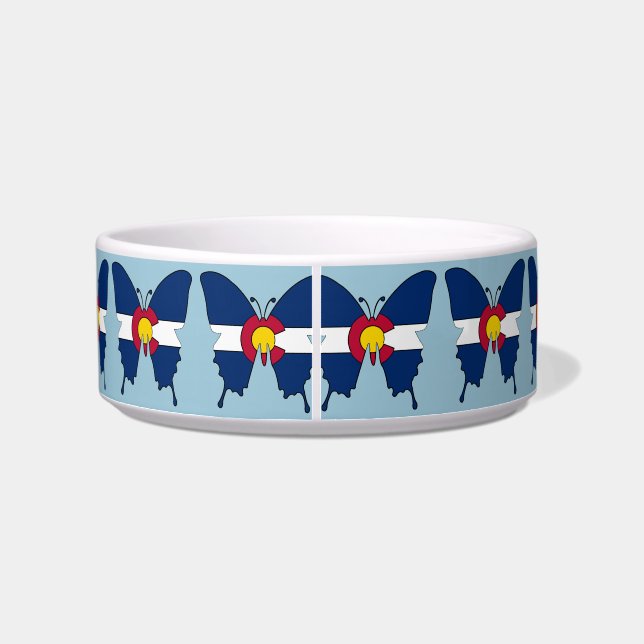 Colorado flag butterfly medium pet dish (Back)
