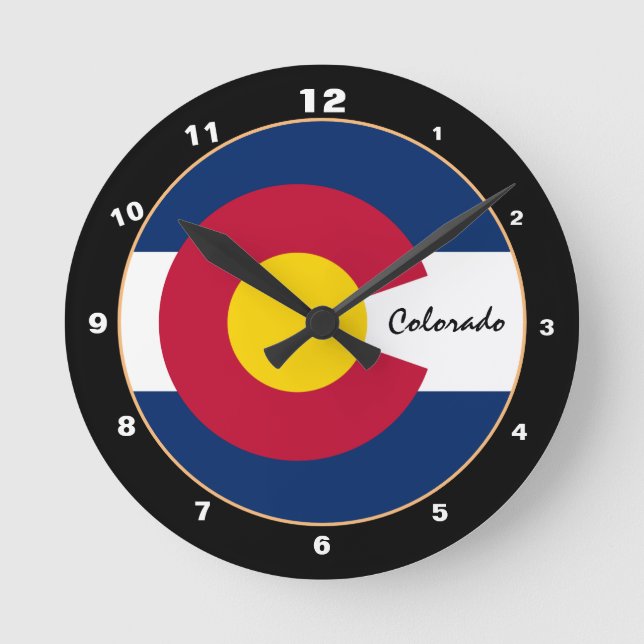 Colorado Flag & Colorado fashion /design USA Round Clock (Front)