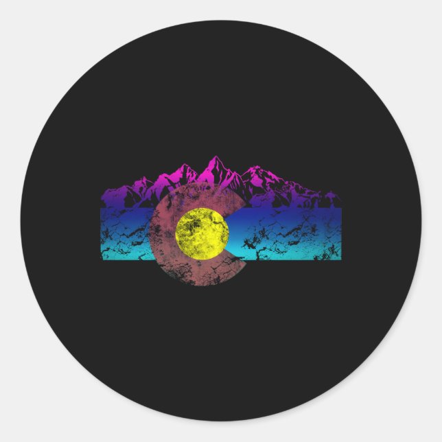 Colorado Flag Colorado Mountains Flag Classic Round Sticker (Front)