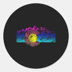 Colorado Flag Colorado Mountains Flag Classic Round Sticker