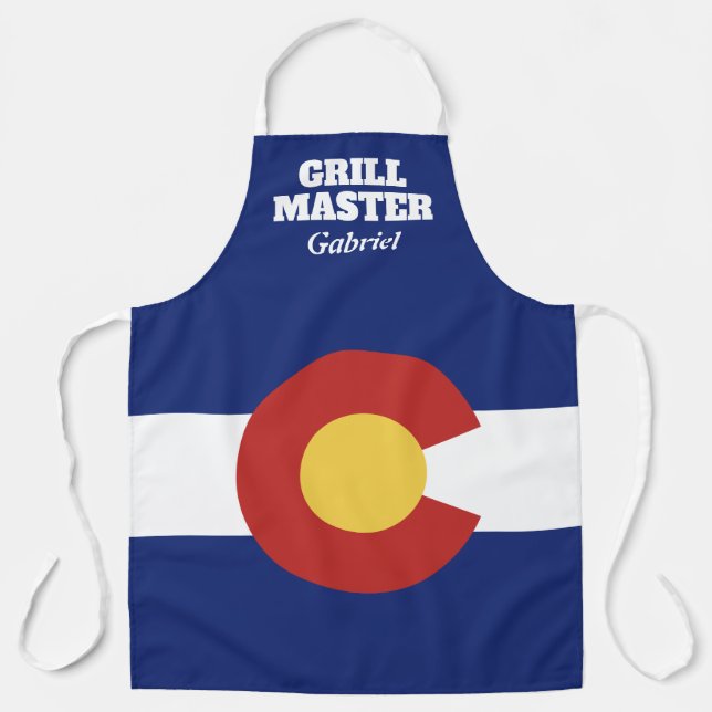 Colorado flag custom BBQ cooking apron for men (Front)