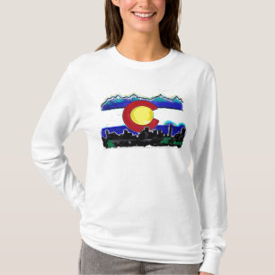 Colorado flag denver skyline artistic ladies hoody