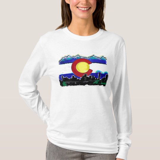 Colorado flag denver skyline artistic ladies hoody