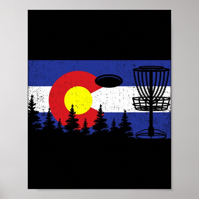 Colorado Flag Disc Golf Gift Disc Frisbees Golfer  Poster (Front)