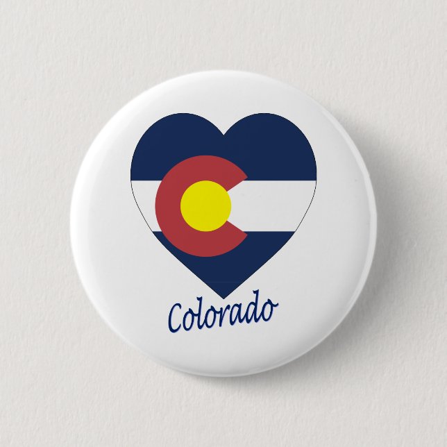 Colorado Flag Heart 2 Inch Round Button (Front)