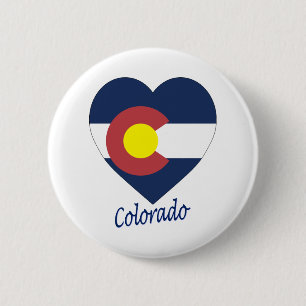 Colorado Flag Heart 2 Inch Round Button