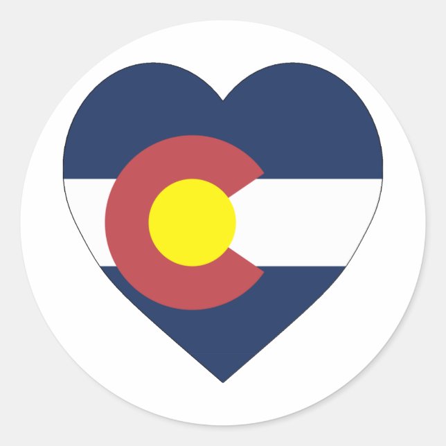 Colorado Flag Heart Classic Round Sticker (Front)
