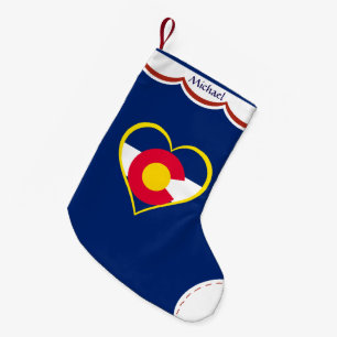 Colorado Flag Heart Personalized Blue Small Christmas Stocking
