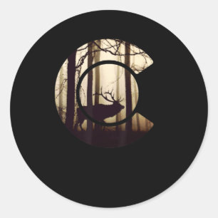 Colorado Flag Logo Elk Hunting  Men Classic Round Sticker