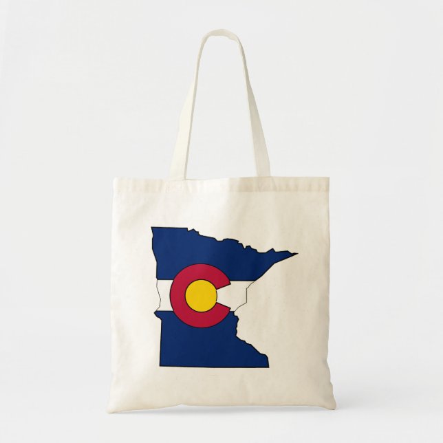 Colorado flag Minnesota outline tote bag (Front)