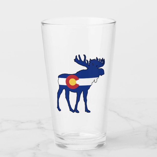 Colorado Flag Moose Glass (Front)
