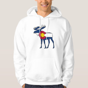 Colorado flag moose mens hoodie