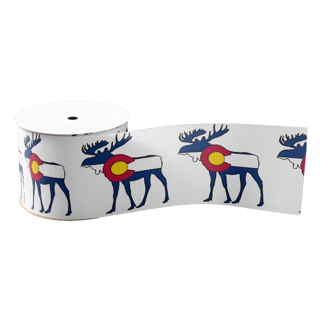 Colorado flag moose ribbon grosgrain ribbon (Spool)