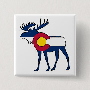 Colorado flag moose square button