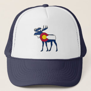 Colorado flag moose trucker hat