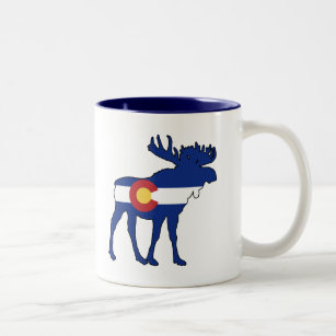 Colorado Flag Moose Two-Tone Coffee Mug