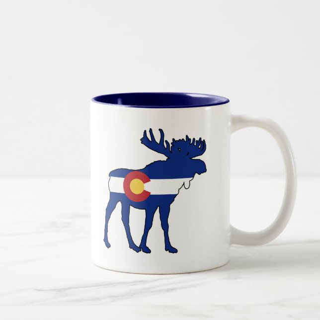 Colorado Flag Moose Two-Tone Coffee Mug (Right)
