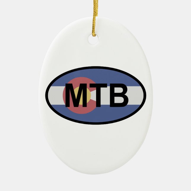 Colorado Flag Mountain Bike Ceramic Ornament (Front)