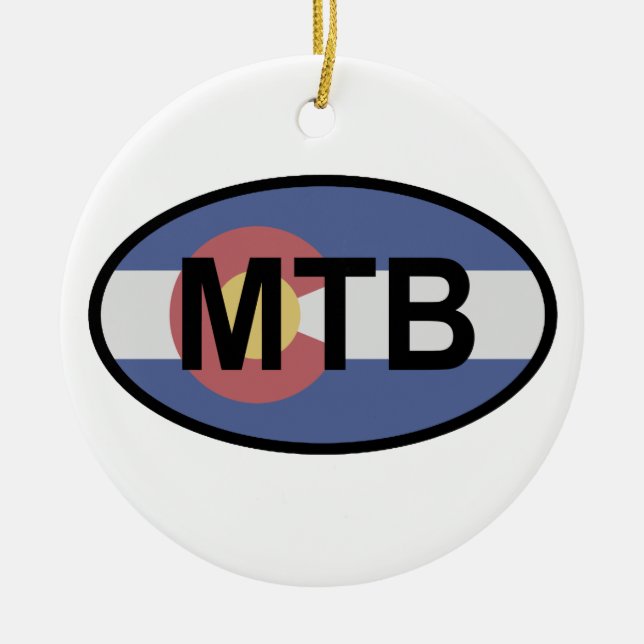 Colorado Flag Mountain Bike Ceramic Ornament (Front)