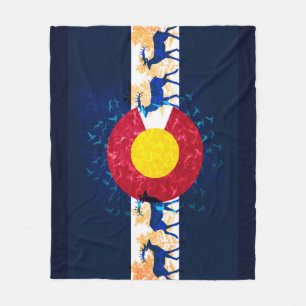 Colorado flag nature scene fleece blanket