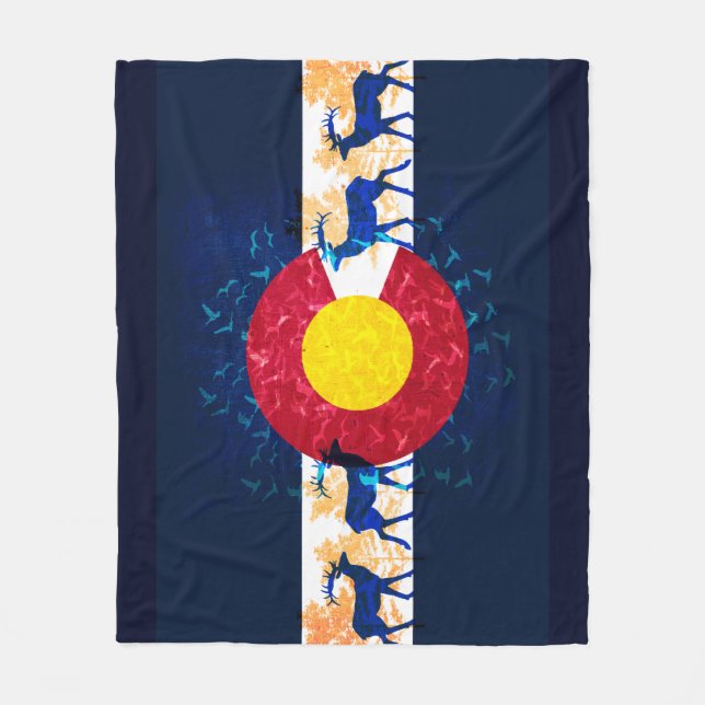 Colorado flag nature scene fleece blanket (Front)