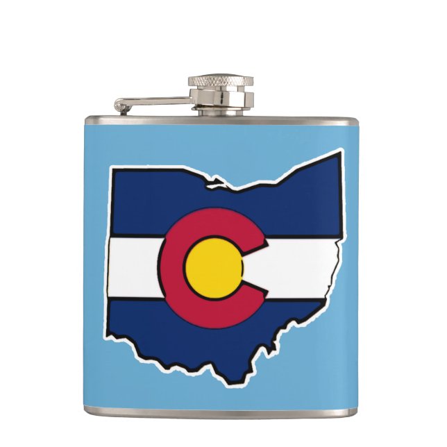 Colorado flag Ohio outline flask (Front)