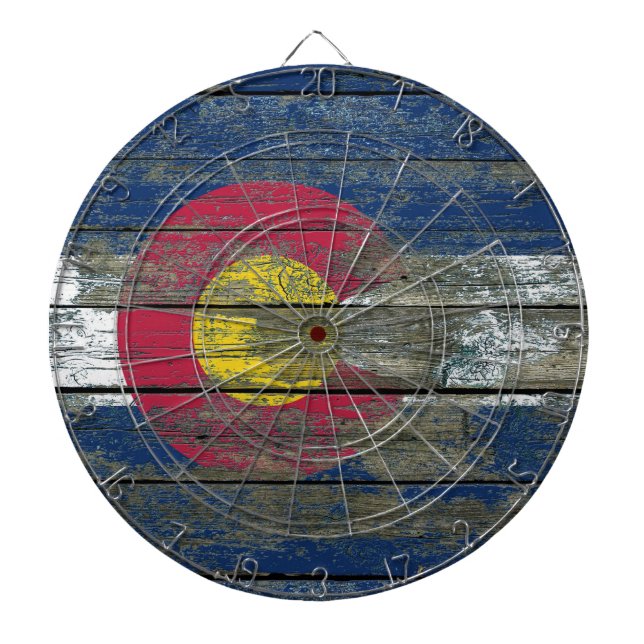 Colorado Flag on Rough Wood Boards Effect (Front)