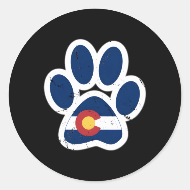 Colorado Flag Paw Print Classic Round Sticker (Front)
