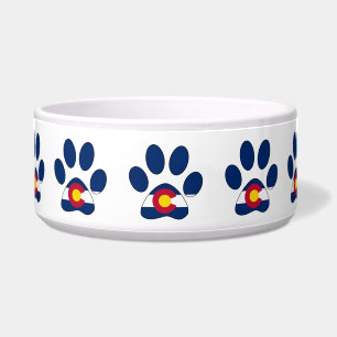 Colorado flag paw print pattern pet bowl