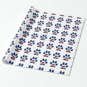 Colorado flag paw print pattern wrapping paper