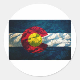 Colorado flag Rock Mountains Classic Round Sticker