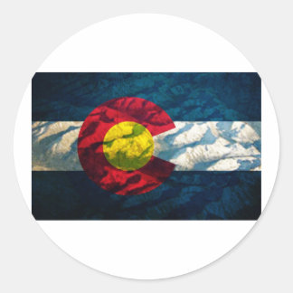 Colorado flag Rock Mountains Classic Round Sticker
