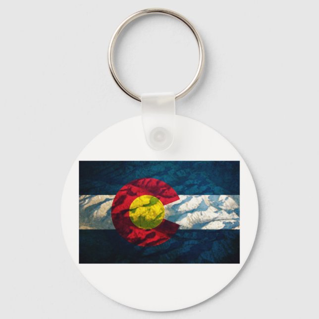 Colorado flag Rock Mountains Keychain (Front)