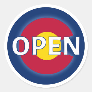 Colorado flag round circle open stickers