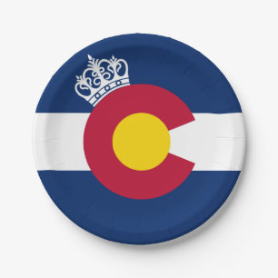 Colorado flag royal crown paper plates