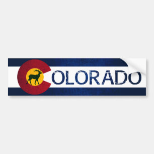 Colorado flag rugged deer bumper sticker