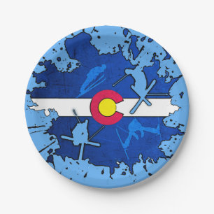 Colorado flag ski splatter paper plates