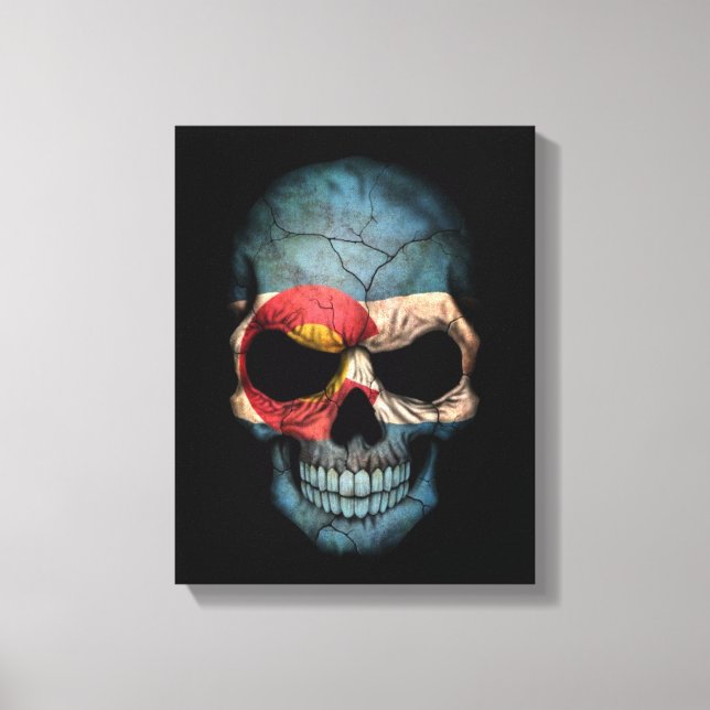 Colorado Flag Skull on Black Canvas Print (Front)