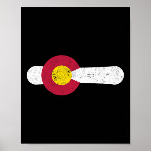 Colorado Flag Snowboard Powder Snow Ski Aspen Snow Poster
